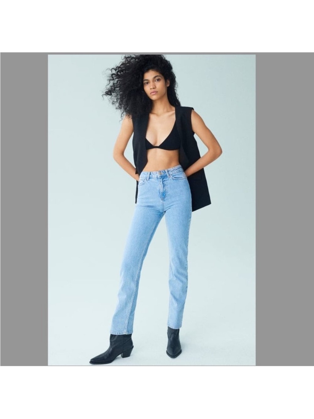 Zara High Rise Straight Jeans Light Blue - Picture 16 of 16